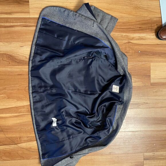 GAP The Academy Blazer Gray Navy Corduroy Elbow Patches Dark Academia Size 2 - Picture 7 of 8